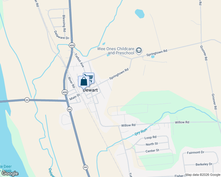 map of restaurants, bars, coffee shops, grocery stores, and more near Spencer Drive in Watsontown