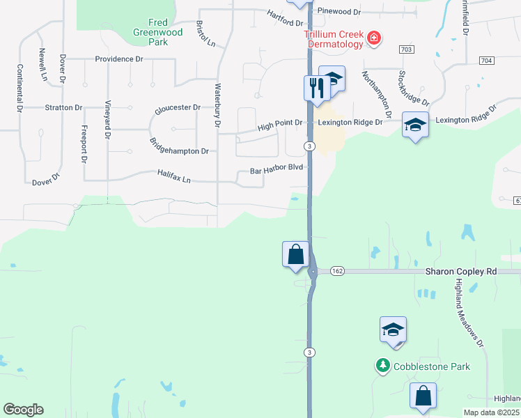 map of restaurants, bars, coffee shops, grocery stores, and more near 4982 Green Ash Trail in Medina