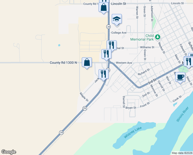 map of restaurants, bars, coffee shops, grocery stores, and more near 501 Jackson Street in Henry