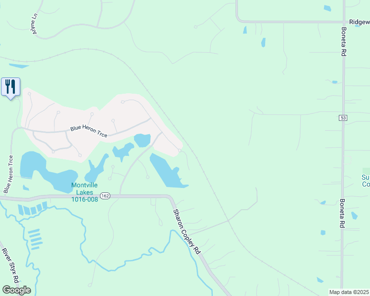 map of restaurants, bars, coffee shops, grocery stores, and more near 6099 Upland Ridge Drive in Medina