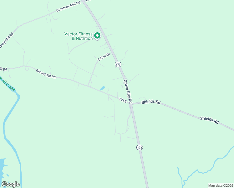 map of restaurants, bars, coffee shops, grocery stores, and more near 119 Glacial Till Road in Slippery Rock