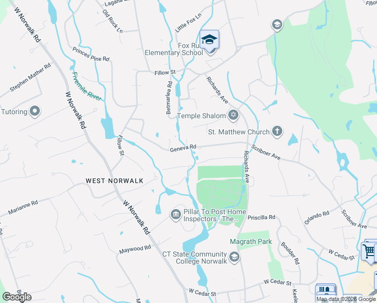 map of restaurants, bars, coffee shops, grocery stores, and more near 22 Bonnybrook Road in Norwalk