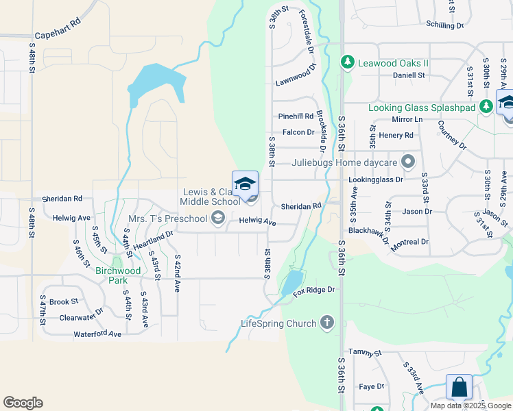 map of restaurants, bars, coffee shops, grocery stores, and more near 13502 South 38th Street in Bellevue