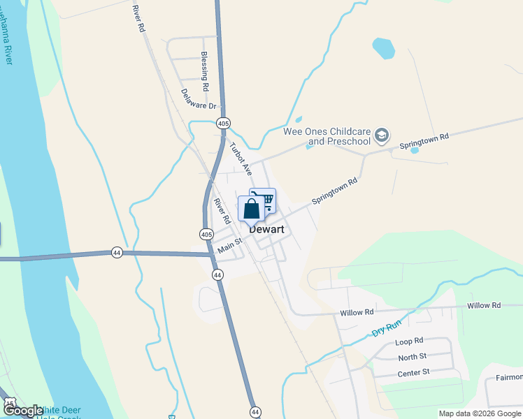 map of restaurants, bars, coffee shops, grocery stores, and more near McFarland Street in Watsontown