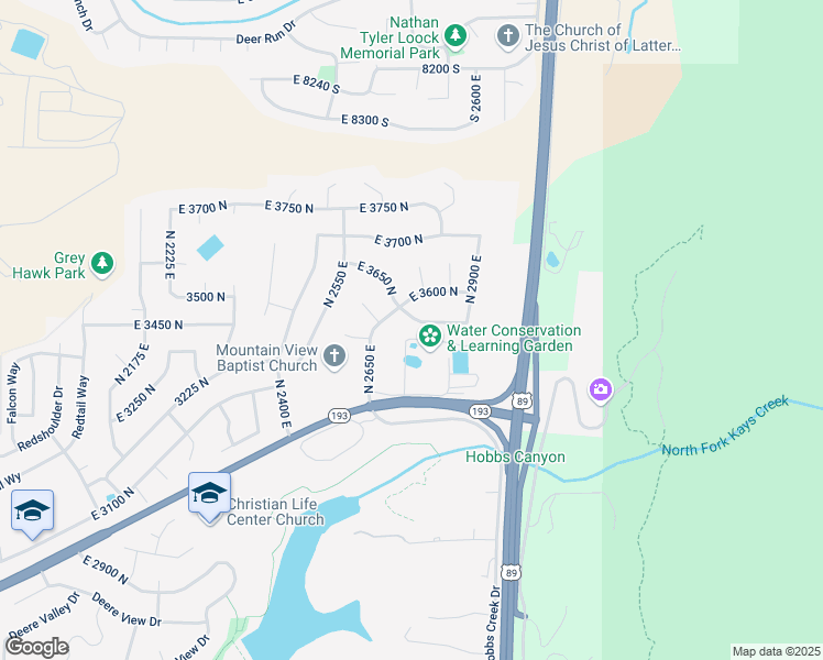 map of restaurants, bars, coffee shops, grocery stores, and more near 2772 East 3575 North in Layton