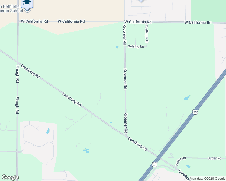 map of restaurants, bars, coffee shops, grocery stores, and more near 3627 Kroemer Road in Fort Wayne