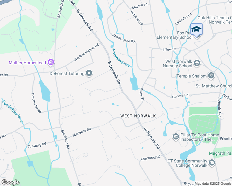 map of restaurants, bars, coffee shops, grocery stores, and more near 4 Rising Road in Norwalk