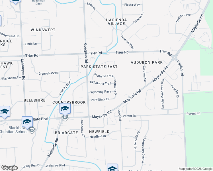 map of restaurants, bars, coffee shops, grocery stores, and more near 8304 Oklahoma Trail in Fort Wayne