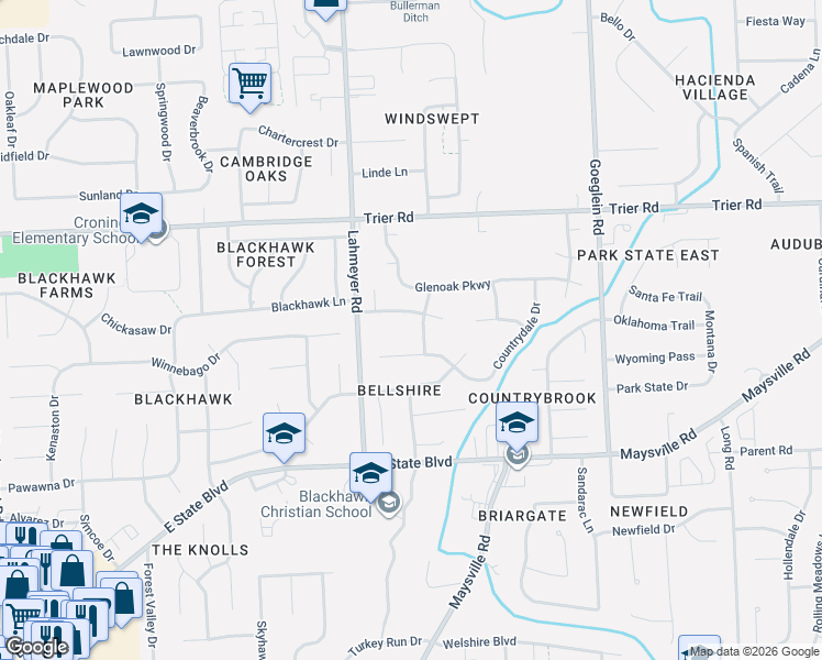 map of restaurants, bars, coffee shops, grocery stores, and more near 3431 Glouchester Dr in Fort Wayne