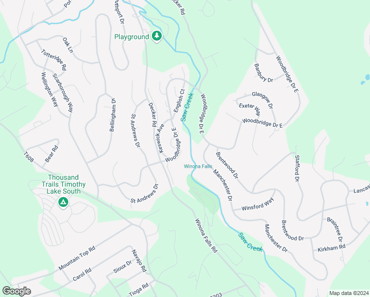 map of restaurants, bars, coffee shops, grocery stores, and more near 115 Woods Lane in Bushkill
