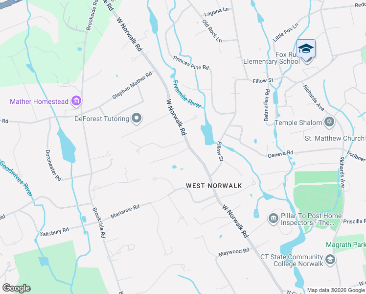 map of restaurants, bars, coffee shops, grocery stores, and more near 4 Rising Road in Norwalk