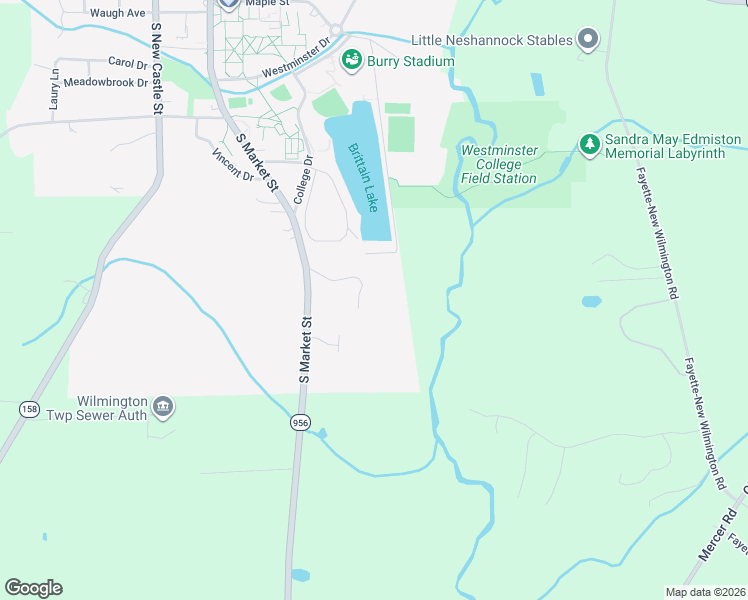 map of restaurants, bars, coffee shops, grocery stores, and more near 217 Village Lane in New Wilmington