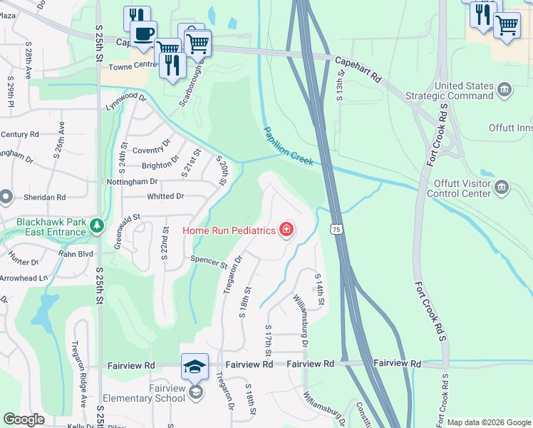 map of restaurants, bars, coffee shops, grocery stores, and more near 13406 Tregaron Circle in Bellevue