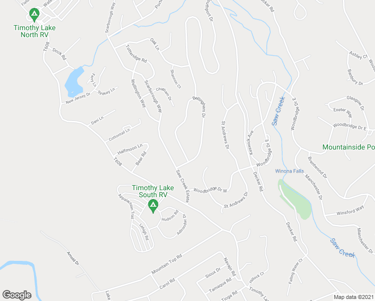 map of restaurants, bars, coffee shops, grocery stores, and more near 245 Bellingham Drive in Bushkill