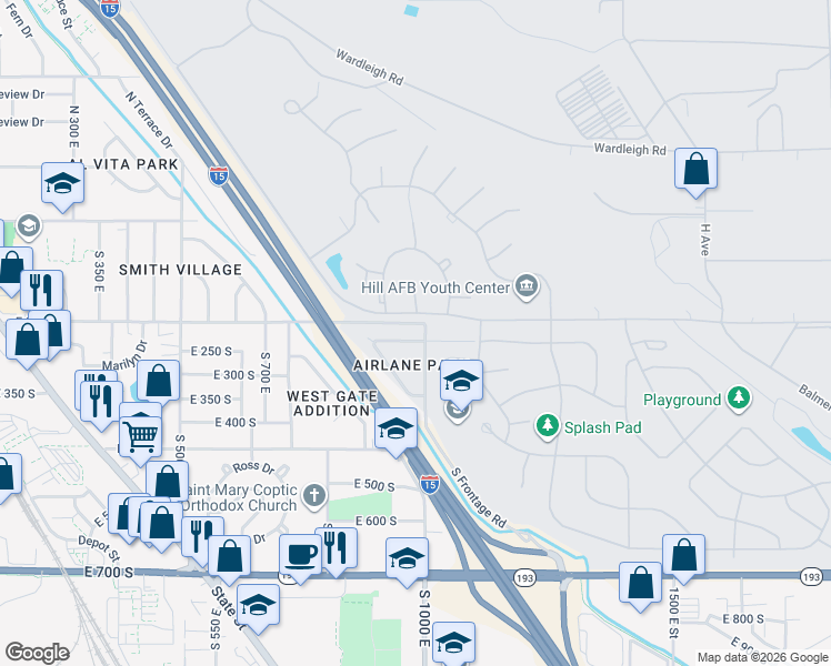 map of restaurants, bars, coffee shops, grocery stores, and more near 63 Airlane Drive in Clearfield