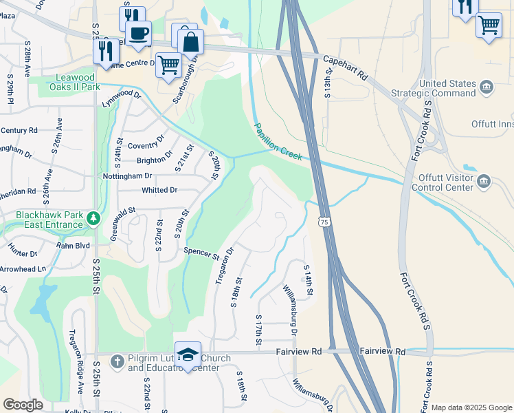 map of restaurants, bars, coffee shops, grocery stores, and more near 13406 Tregaron Circle in Bellevue