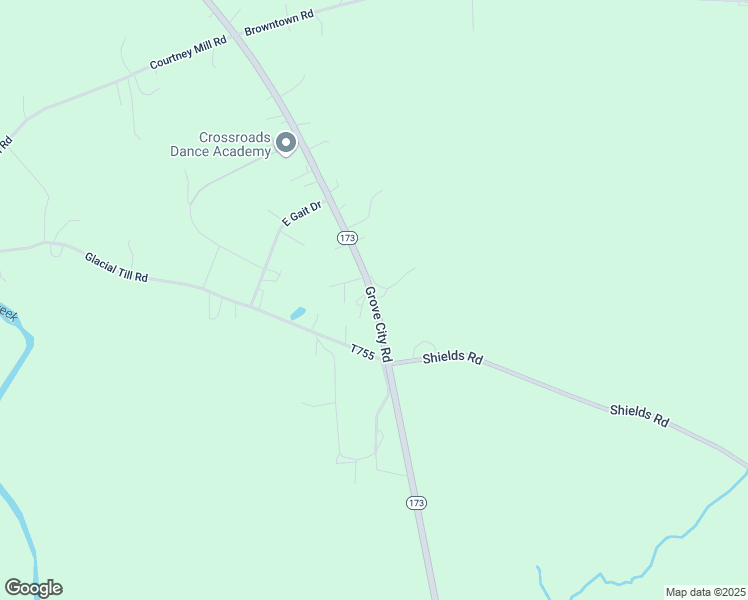 map of restaurants, bars, coffee shops, grocery stores, and more near 614 Pennsylvania 173 in Slippery Rock