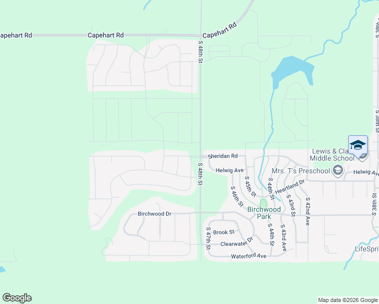 map of restaurants, bars, coffee shops, grocery stores, and more near 4806 Sheridan Road in Papillion