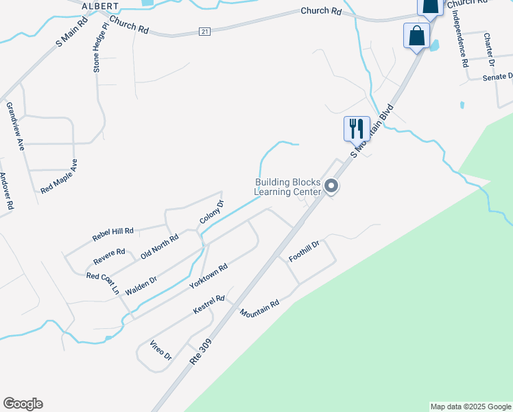 map of restaurants, bars, coffee shops, grocery stores, and more near 13 Walden Drive in Mountain Top