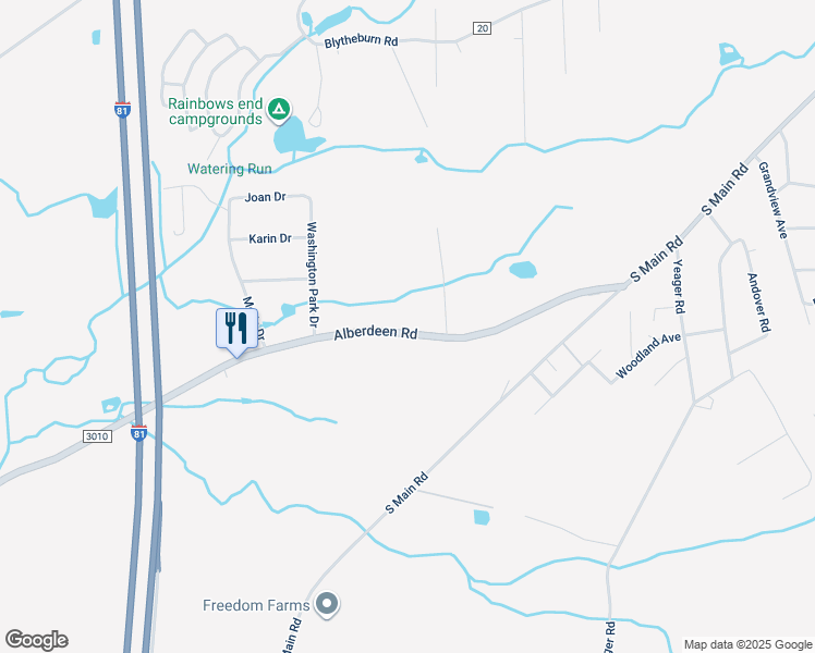 map of restaurants, bars, coffee shops, grocery stores, and more near 455 Alberdeen Road in Mountain Top
