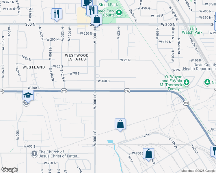 map of restaurants, bars, coffee shops, grocery stores, and more near 910 West 200 South in Clearfield