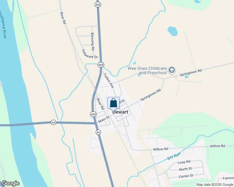 map of restaurants, bars, coffee shops, grocery stores, and more near McFarland St in Watsontown