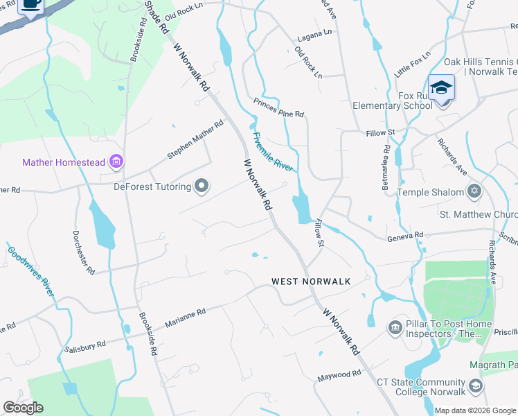 map of restaurants, bars, coffee shops, grocery stores, and more near 205 West Lake Court in Norwalk