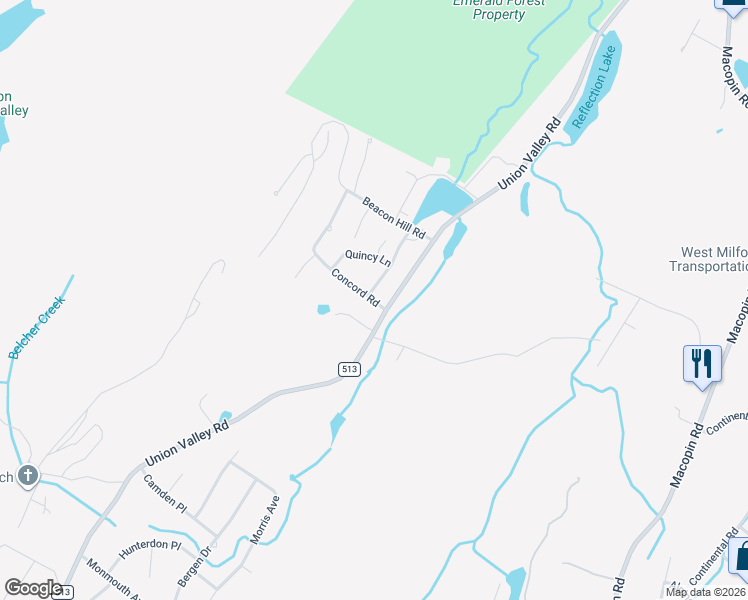 map of restaurants, bars, coffee shops, grocery stores, and more near 10 New Bedford Road in West Milford