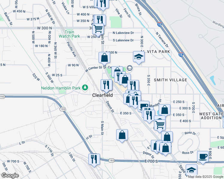 map of restaurants, bars, coffee shops, grocery stores, and more near 146 State Street in Clearfield