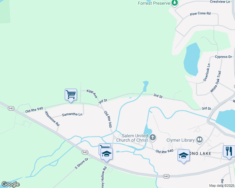 map of restaurants, bars, coffee shops, grocery stores, and more near 137 3rd Street in Pocono Pines