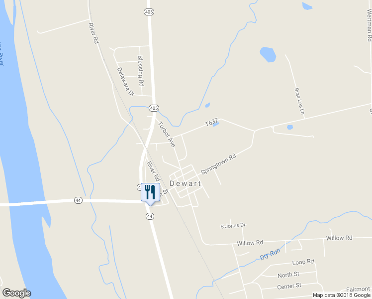 map of restaurants, bars, coffee shops, grocery stores, and more near Remley Avenue in Watsontown