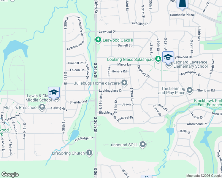 map of restaurants, bars, coffee shops, grocery stores, and more near 13402 South 34th Avenue in Bellevue
