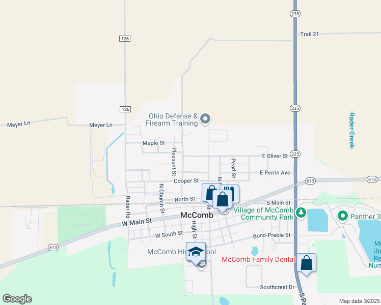 map of restaurants, bars, coffee shops, grocery stores, and more near 132 West Oliver Street in McComb