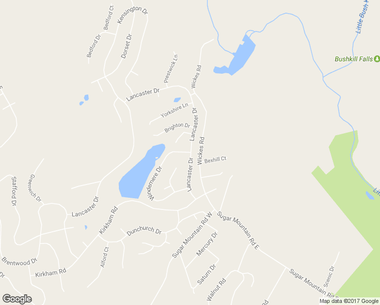 map of restaurants, bars, coffee shops, grocery stores, and more near 3314 Windemere Drive in Bushkill
