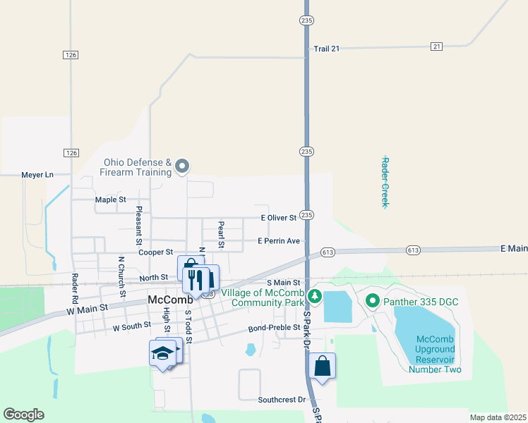 map of restaurants, bars, coffee shops, grocery stores, and more near 400 Ackerly Street in McComb