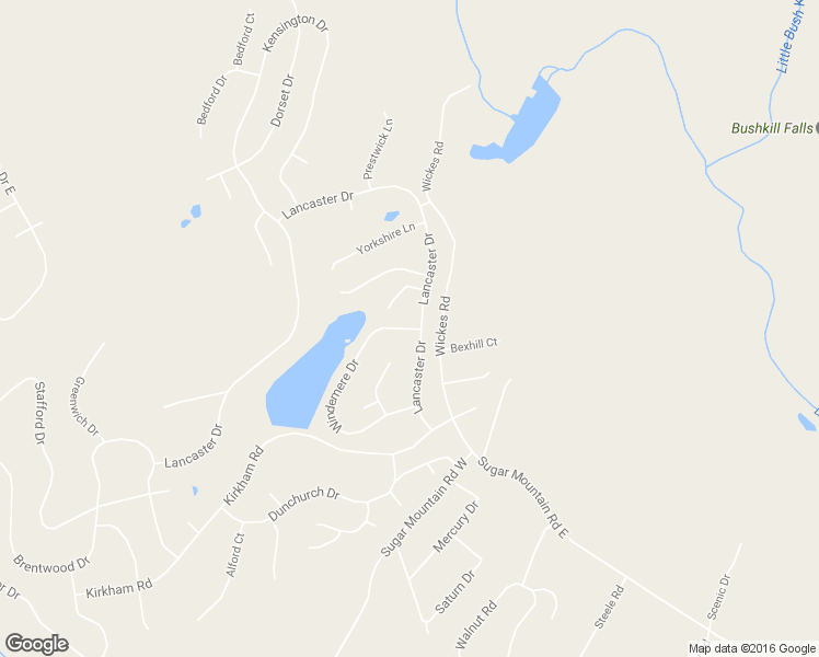 map of restaurants, bars, coffee shops, grocery stores, and more near 3265 Windemere Drive in Bushkill