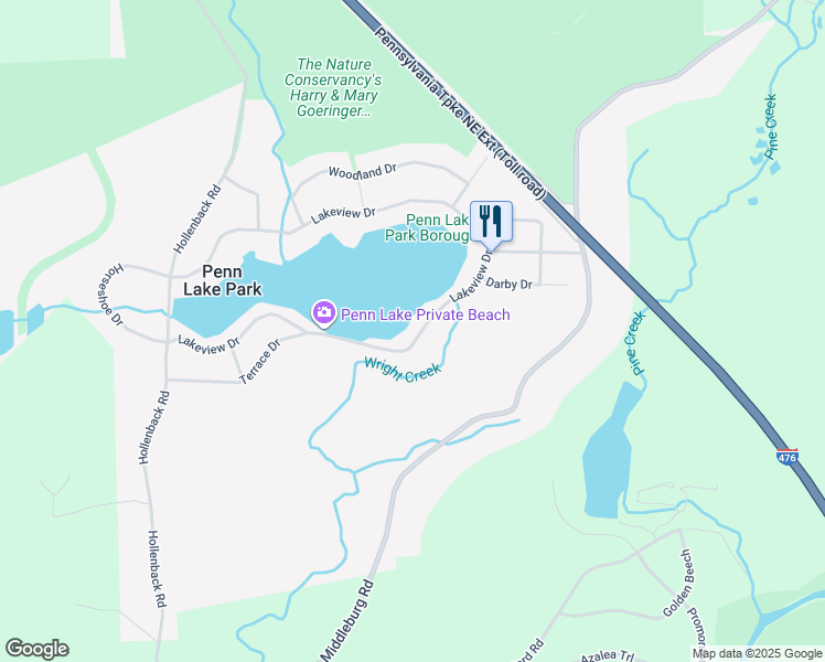 map of restaurants, bars, coffee shops, grocery stores, and more near 1163 Lakeview Drive in White Haven