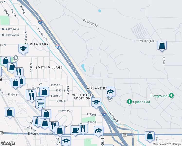 map of restaurants, bars, coffee shops, grocery stores, and more near 4114 Charlestown Loop in Hill Air Force Base