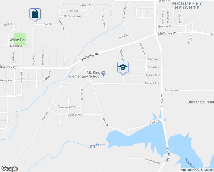 map of restaurants, bars, coffee shops, grocery stores, and more near 2703 Mariner Avenue in Youngstown