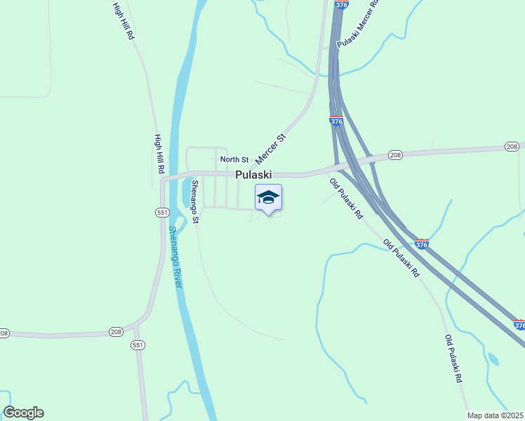 map of restaurants, bars, coffee shops, grocery stores, and more near 320 Shenango Street in Pulaski