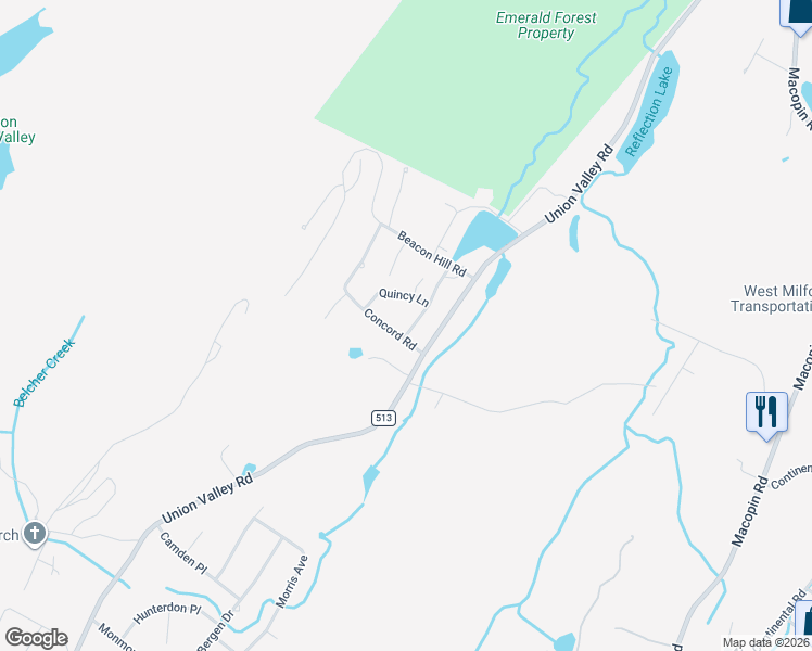 map of restaurants, bars, coffee shops, grocery stores, and more near 10 New Bedford Road in West Milford