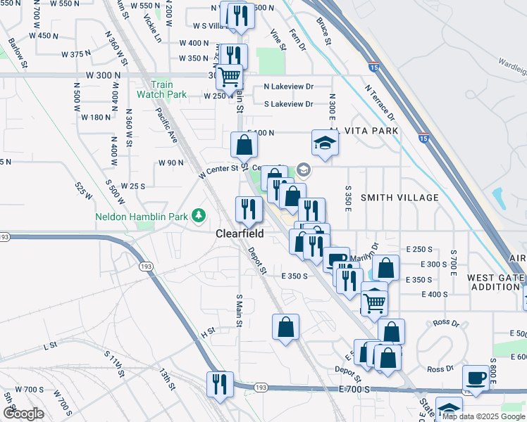map of restaurants, bars, coffee shops, grocery stores, and more near 146 State Street in Clearfield