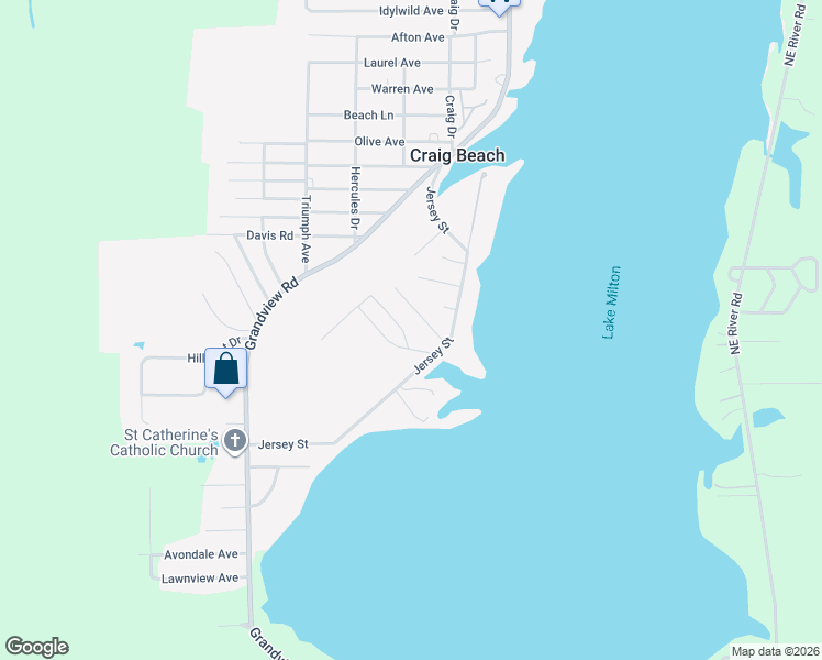 map of restaurants, bars, coffee shops, grocery stores, and more near 17514 Kenmore Road in Lake Milton