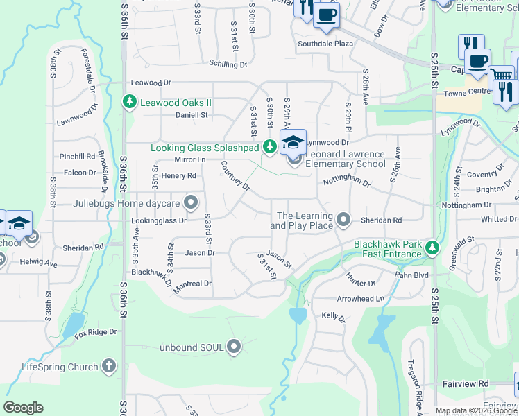 map of restaurants, bars, coffee shops, grocery stores, and more near 3102 Schuemann Drive in Bellevue