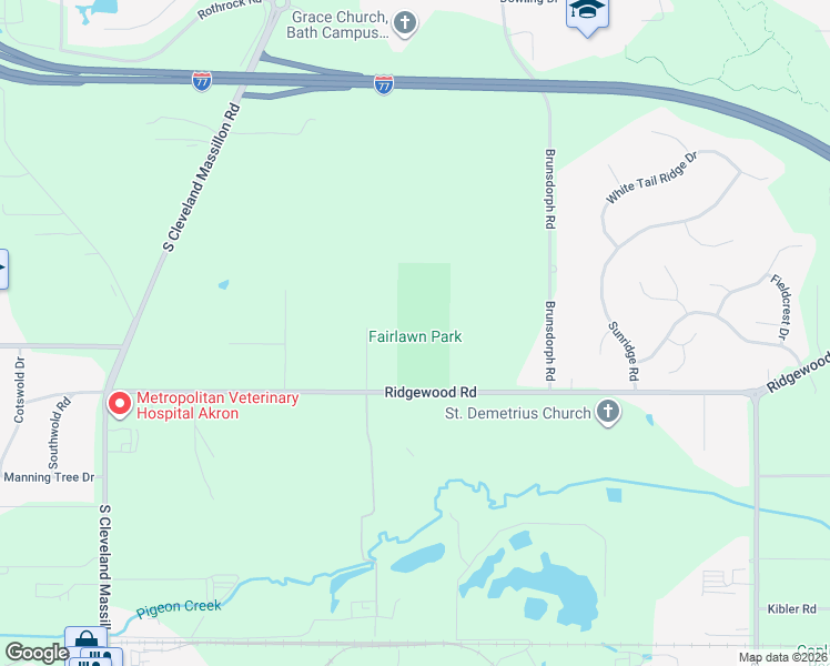 map of restaurants, bars, coffee shops, grocery stores, and more near 3303 Ridgewood Road in Fairlawn