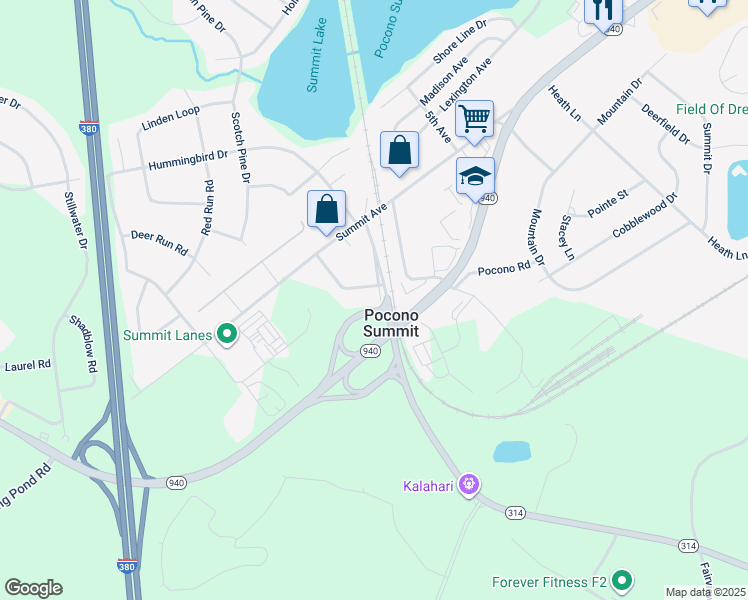 map of restaurants, bars, coffee shops, grocery stores, and more near 228 Cardinal Lane in Pocono Summit