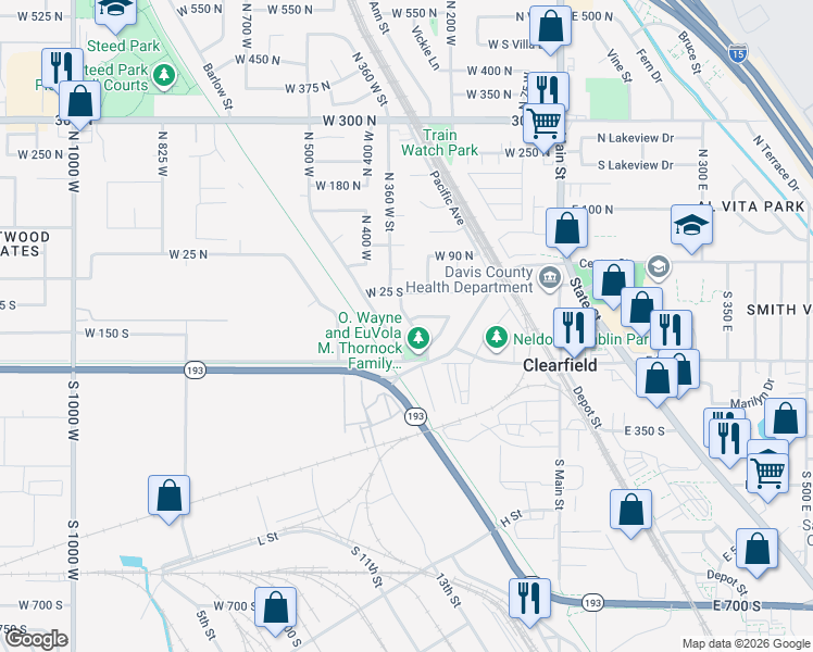 map of restaurants, bars, coffee shops, grocery stores, and more near 101 350 West Street in Clearfield