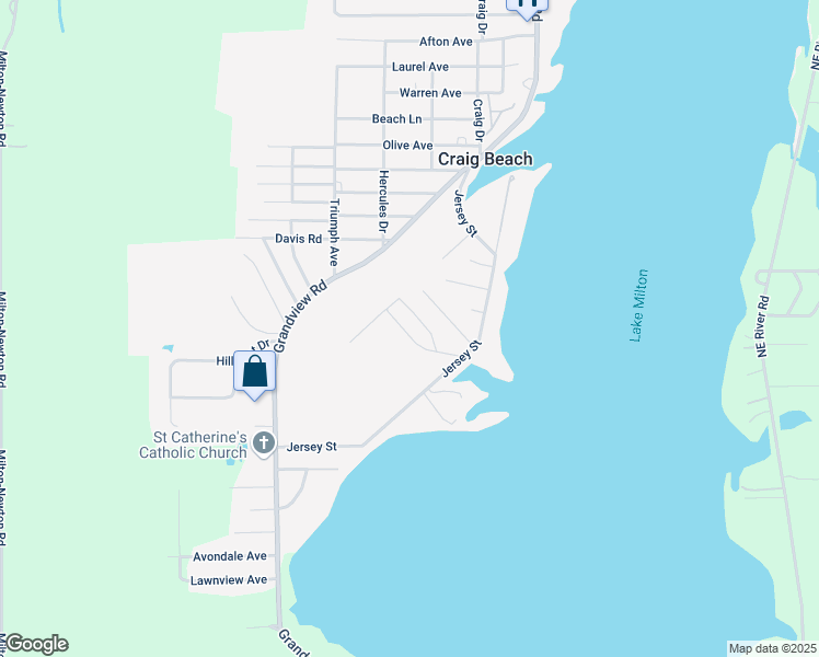 map of restaurants, bars, coffee shops, grocery stores, and more near 17552 Normandy Road in Lake Milton