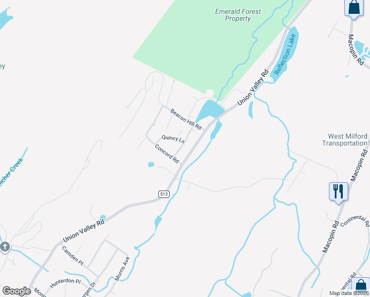 map of restaurants, bars, coffee shops, grocery stores, and more near 8 New Bedford Road in West Milford