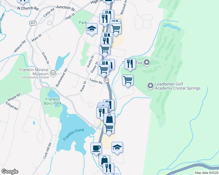 map of restaurants, bars, coffee shops, grocery stores, and more near 157 New Jersey 23 in Franklin